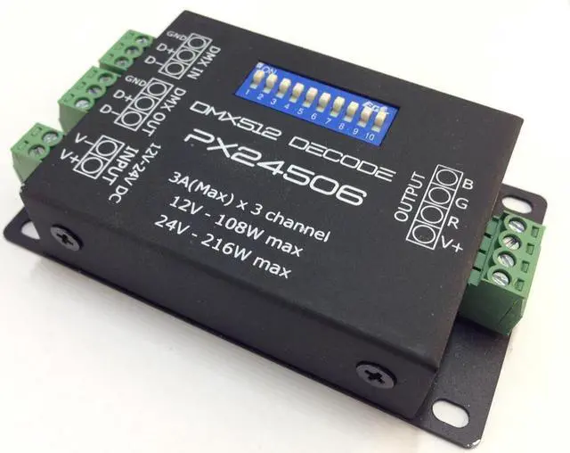Main image of DC12-24V 3 Channels DMX 512 Decoder - DMX Driver Controller for LED Lights and DMX Devices