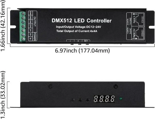Alt view image 7 of 7 - 4 Channel DMX Digital Tube DMX512 Decoder, Effective 4 Channel Output, 12-24V LED Light Converter, 44A Constant Current, RGBW/ CCT