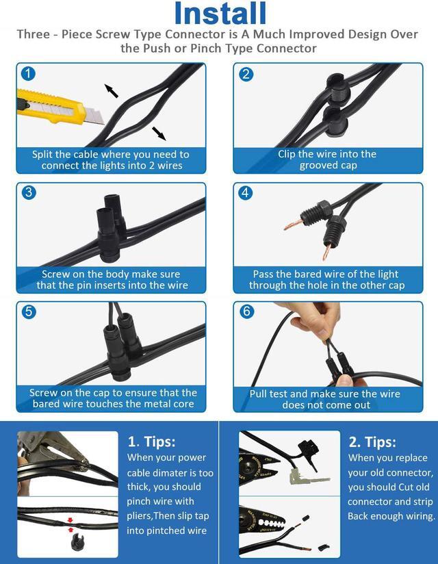 Alt view image 4 of 6 - OmaiLighting Low Voltage Fastlock Landscape Lighting Wire Connector Outdoor 12-14 Gauge Cable Connectors for Landscape Path Lights Work with Malibu Paradise Moonrays and More (16 Pack)