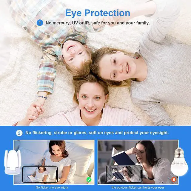 Alt view image 6 of 7 - 2 Pack LED Light Bulb 40 Watt (200W Equivalent), E26 Base 6500K Daylight Garage Light,Bright Deformable Ceiling Home Lighting for Attic Workbench Porch Basement,Mini Fan Blade LED Bulbs