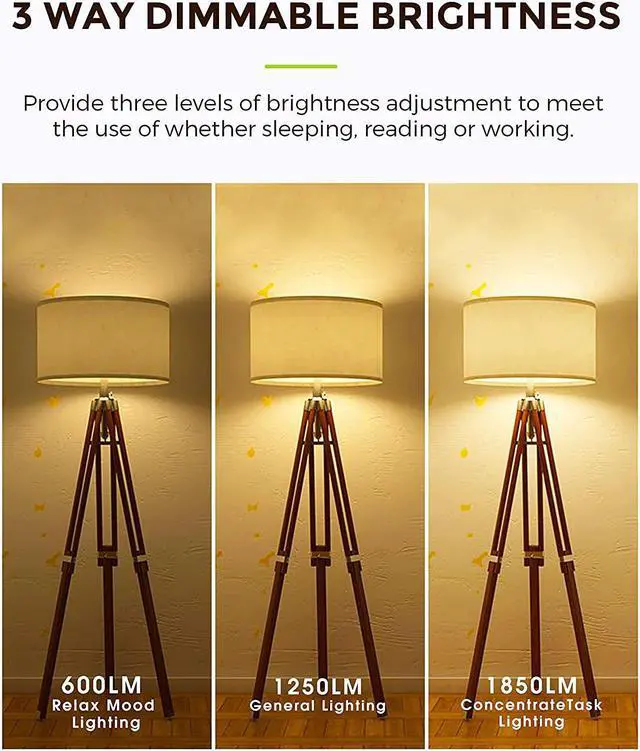 Alt view image 2 of 7 - LED 3-Way A21 Light Bulbs, Bedside Lamp Bulbs, Energy Star & UL-Listed, 3000K Soft White,  50/100/150W Equivalent, Dimmable E27 Base LED Light Bulb for Floor Lamp, Table Lamp, Desk Lamps, Pack of 2