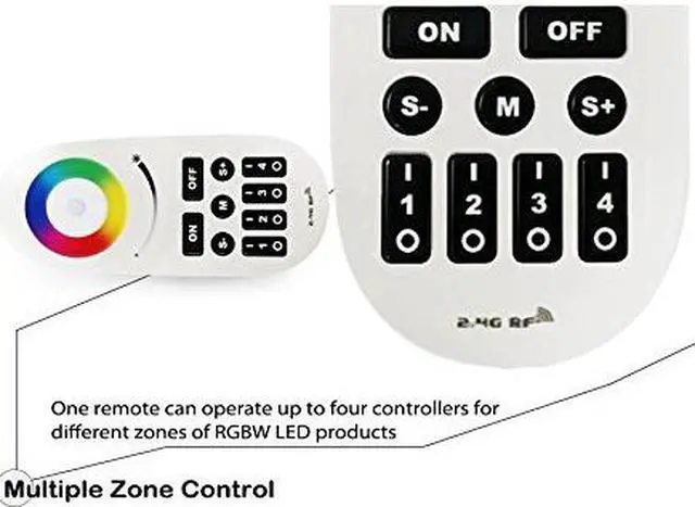 Alt view image 6 of 7 - WiFi Compatible RGB+White Controller Kit: 4pcs RGBW Multi Zone Controllers + RF Remote - 4-zone RGBW LED Controller - Compatible with Smartphone/Tablet PC (Hub not included)