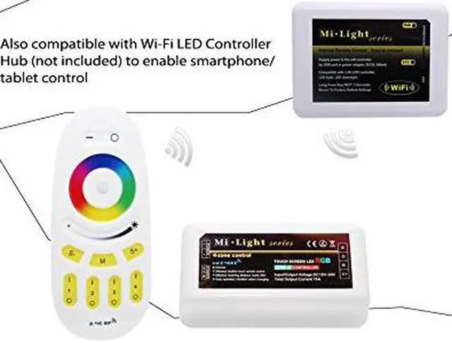Alt view image 7 of 7 - WiFi Compatible RGB+White Controller Kit: 4pcs RGBW Multi Zone Controllers + RF Remote - 4-zone RGBW LED Controller - Compatible with Smartphone/Tablet PC (Hub not included)