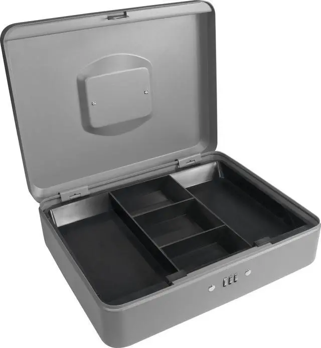 Main image of 12 Inch Gray Cash Box with Combination Lock