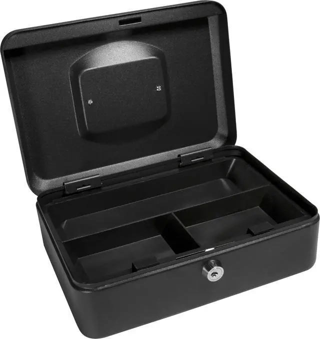 Alt view image 5 of 19 - 8 Inch Black Cash Box with Key Lock