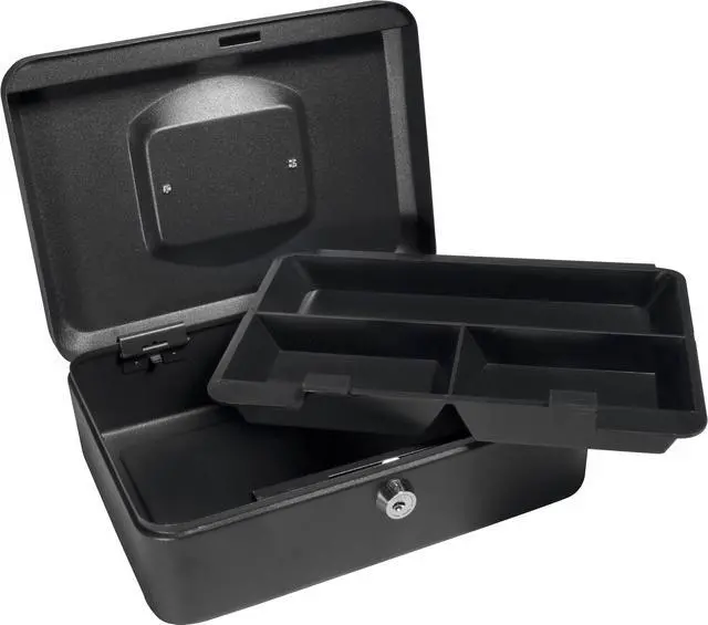Alt view image 6 of 19 - 8 Inch Black Cash Box with Key Lock