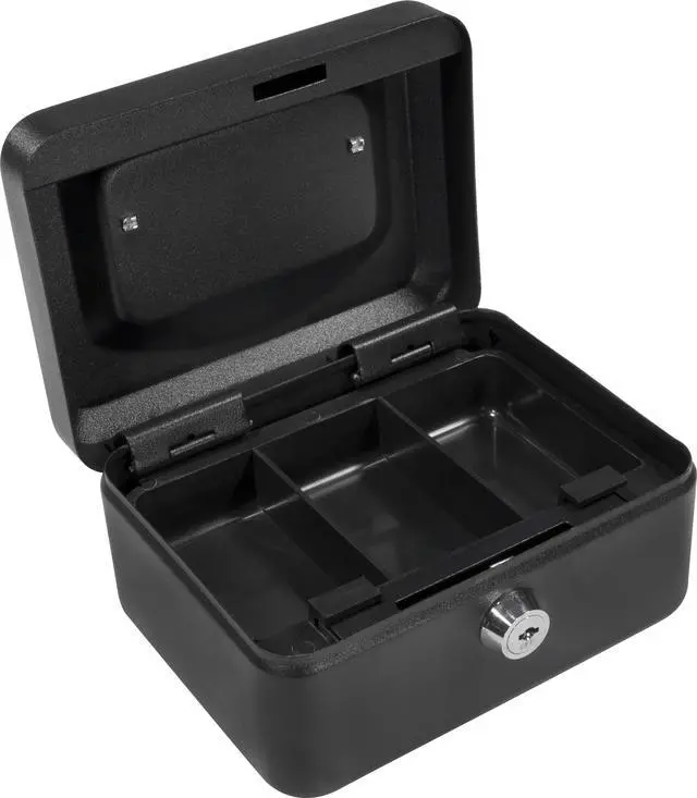 Alt view image 4 of 16 - 6 Inch Black Cash Box with Key Lock
