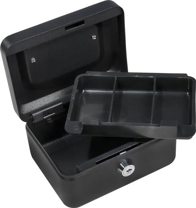Alt view image 5 of 16 - 6 Inch Black Cash Box with Key Lock