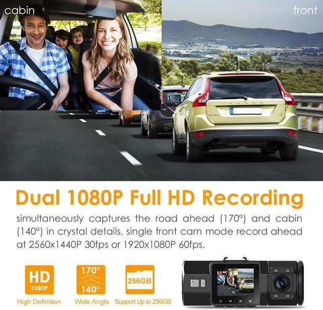 Alt view image 4 of 7 - Vantrue N2 Pro Uber Dual Dash Cam Infrared Night Vision, Dual Channel 1080P Front and Inside, 2.5K Single Front Car Accident Dash Camera, 24hr Motion Sensor Parking Mode, Support 256GB max