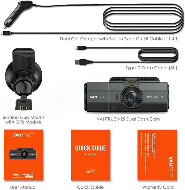 Alt view image 7 of 7 - Vantrue N2S-G 4K Dash Cam for Uber, Dual 1440P Front and Inside Dash Camera with GPS, Car Dashboard Camera with Infrared Night Vision, Parking Mode, Motion Sensor, Capacitor, Support 256GB MAX