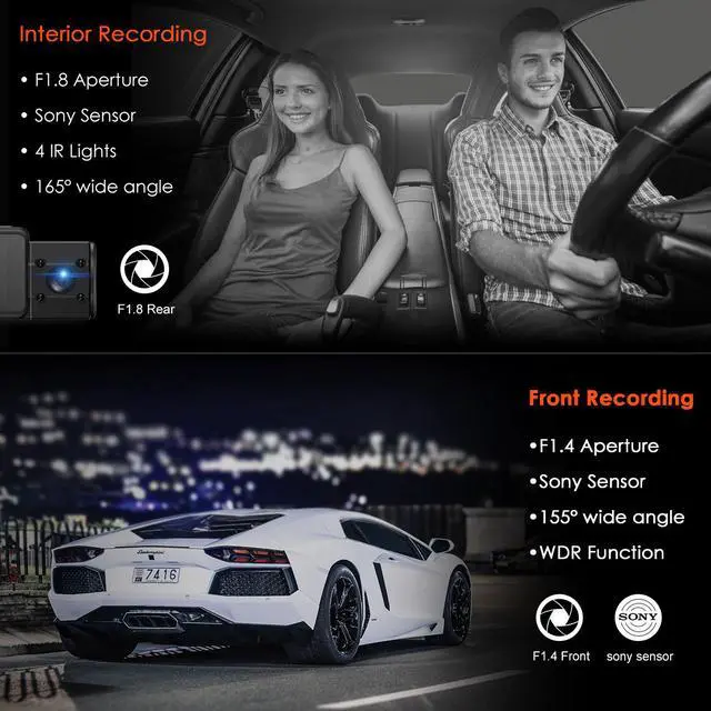 Alt view image 4 of 7 - Vantrue N2S-G 4K Dash Cam for Uber, Dual 1440P Front and Inside Dash Camera with GPS, Car Dashboard Camera with Infrared Night Vision, Parking Mode, Motion Sensor, Capacitor, Support 256GB MAX