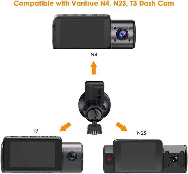 Alt view image 3 of 7 - Vantrue N4 Dash Cam GPS Receiver Module Type C USB Port Car Suction Cup Mount for Windows