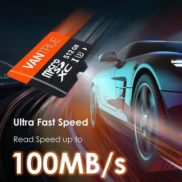 Alt view image 5 of 7 - Vantrue 512GB microSDXC UHS-I U3 4K UHD Video High Speed Transfer Monitoring SD Card with Adapter for Dash Cams, Body Cams, Action Camera, Surveillance & Security Cams