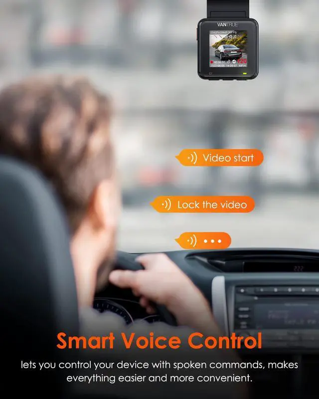 Alt view image 6 of 7 - Vantrue E1-G WiFi Mini Dash Cam with Voice Control & GPS, Car Dash Camera with Remote Controller, Super Night Vision, 24 Hours Parking Mode, Buffered Motion Detection, Support 512GB Max