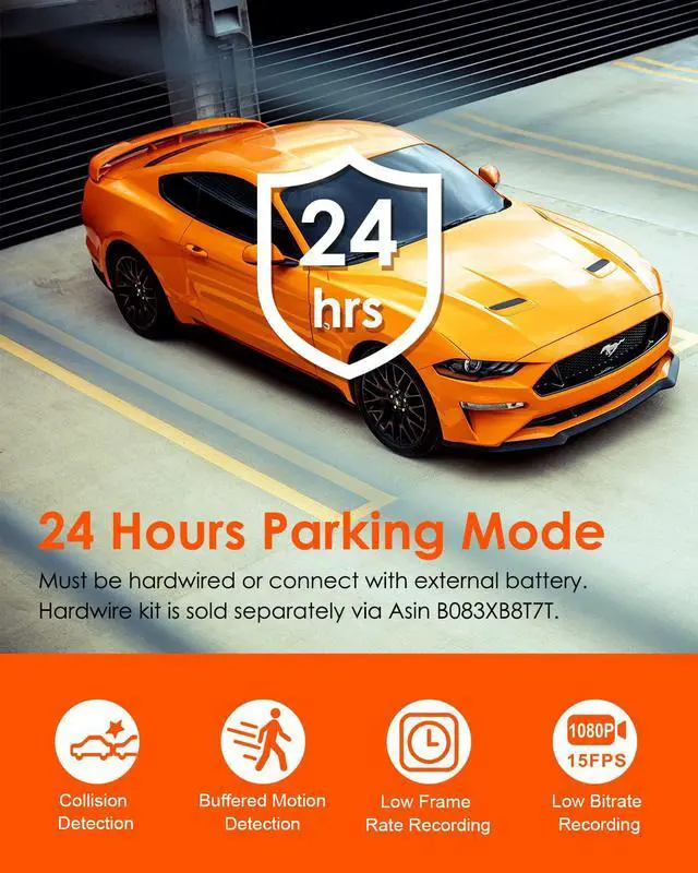 Alt view image 4 of 7 - Vantrue 2.5K WiFi Mini Dash Cam with GPS and Speed, Voice Control Front Car Dash Camera, 24 Hours Parking Mode, Night Vision, Buffered Motion Detection, APP, Wireless Controller, Support 512GB Max