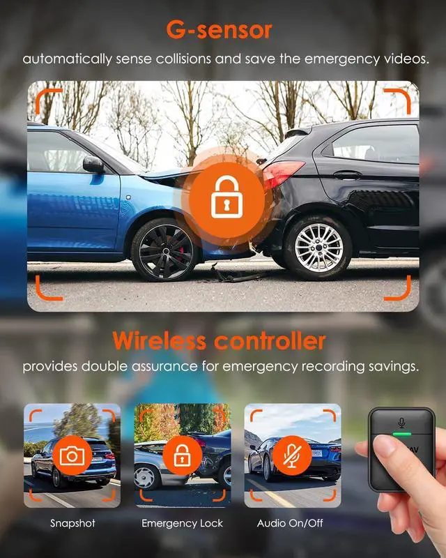 Alt view image 6 of 7 - Vantrue 2.5K WiFi Mini Dash Cam with GPS and Speed, Voice Control Front Car Dash Camera, 24 Hours Parking Mode, Night Vision, Buffered Motion Detection, APP, Wireless Controller, Support 512GB Max