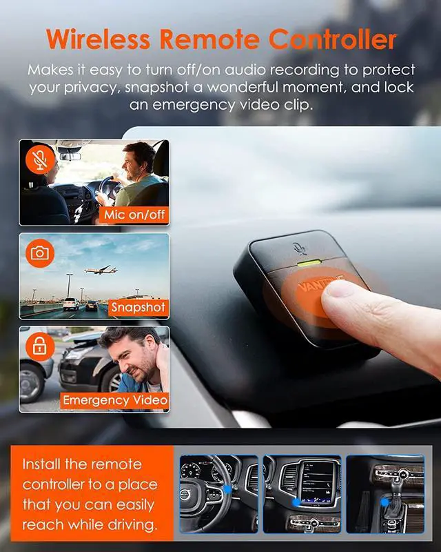 Alt view image 6 of 7 - Vantrue E2 -G 2.5K WiFi Dual Dash Cam with GPS, Voice Control Front and Rear 1944P+1944P 2.45" Mini Car Dash Camera, Buffered Parking Mode, 160°, WDR, Night Vision, Supercapacitor, Support 512GB Max