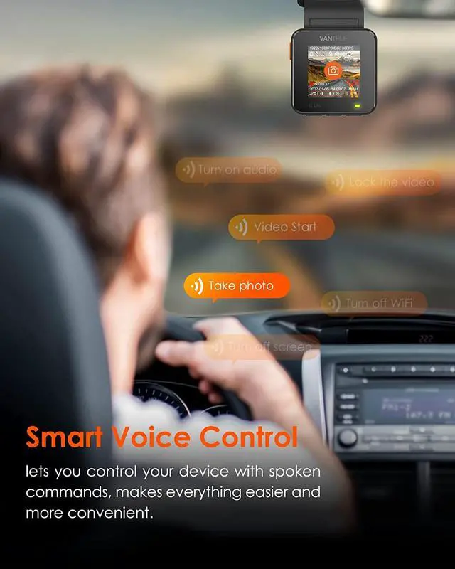 Alt view image 2 of 6 - Vantrue E1-G Lite WiFi Mini Dash Cam with GPS, 1080P Voice Control Car Dash Camera with Super Night Vision, 24 Hours Parking Mode, Motion Detection, Support 512GB