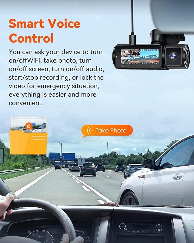 Alt view image 4 of 7 - 4 Channel WiFi Dash Cam, Vantrue N5-G 2.5K+1080P+1080P+1080P Dash Camera, Voice Control, 24H Parking Mode, GPS, Buffered Motion Detection, IR Night Vision, Support 512GB Max