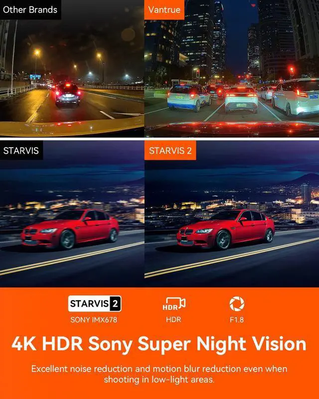 Alt view image 4 of 14 - Vantrue 3 Channel 4K WiFi Dash Cam, STARVIS 2 IMX678 Night Vision, 4K+1080P+1080P Front Inside and Rear Triple Car Camera, Voice Control, GPS, 4K HDR, 24H Parking Mode, Support 512GB Max