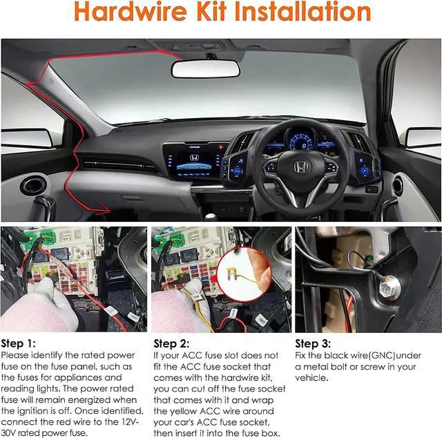 Alt view image 4 of 7 - Vantrue 11.5ft Type C USB 12V 24V to 5V Dash Cam Hardwire Kit with Add a Circuit Fuses, Low Voltage Protection for N5, N4 Pro, E1, E2, E3, E360,N4,N2X,S1 Pro