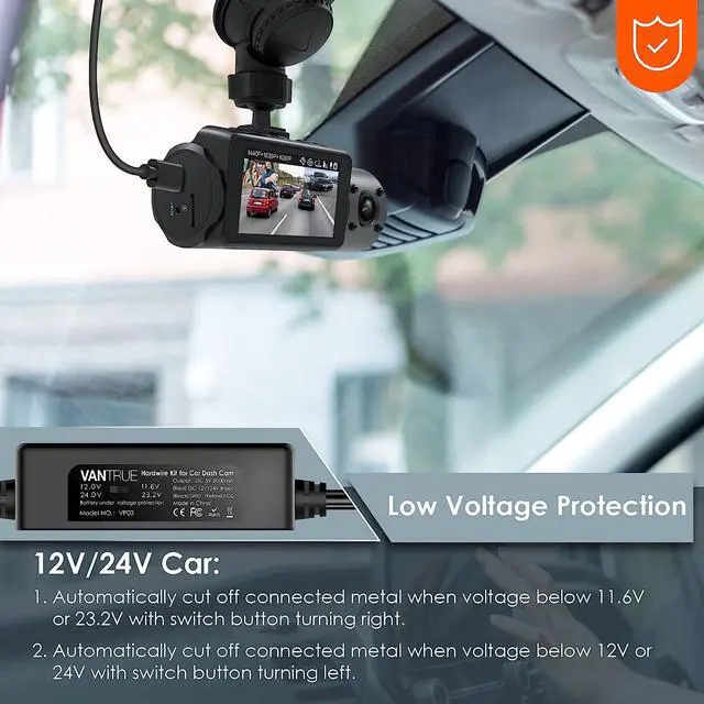 Alt view image 3 of 7 - Vantrue 11.5ft Type C USB 12V 24V to 5V Dash Cam Hardwire Kit with Add a Circuit Fuses, Low Voltage Protection for N5, N4 Pro, E1, E2, E3, E360,N4,N2X,S1 Pro