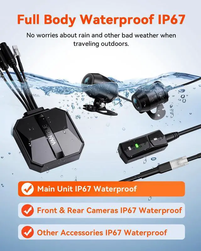 Alt view image 4 of 7 - Motorcycle 4K Dash Cam, Vantrue F1-G 4K+ 1080P Front and Rear Motorcycle Camera, No Screen, Built-in GPS, Full Body Waterproof