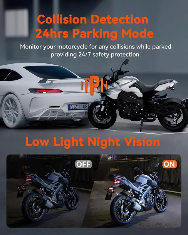 Alt view image 6 of 7 - Motorcycle 4K Dash Cam, Vantrue F1-G 4K+ 1080P Front and Rear Motorcycle Camera, No Screen, Built-in GPS, Full Body Waterproof