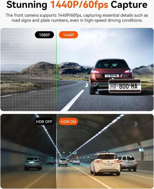 Alt view image 4 of 7 - Vantrue N2X 2.7K Dash Cam Front and Inside, 5G WiFi Dual Dash Camera for Car with Starvis 2 HDR IR Night Vision, GPS, 24/7 Buffered Parking Mode, 60FPS, Voice Control, Support 512GB Max