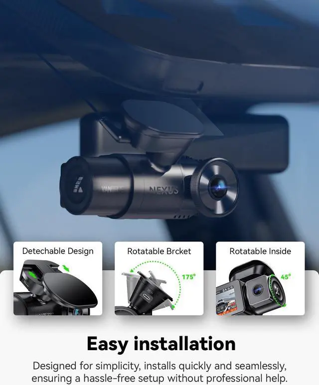 Alt view image 7 of 7 - Vantrue N2X 2.7K Dash Cam Front and Inside, 5G WiFi Dual Dash Camera for Car with Starvis 2 HDR IR Night Vision, GPS, 24/7 Buffered Parking Mode, 60FPS, Voice Control, Support 512GB Max