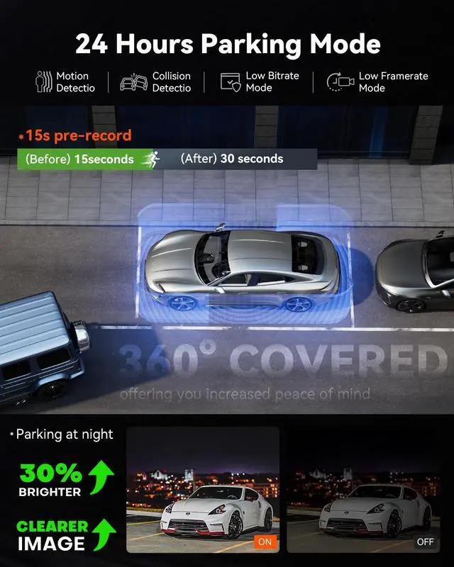 Alt view image 5 of 7 - Vantrue E360 ACE 5.2K 360° Panoramic WiFi Dash Cam, Handheld Action Camera, STARVIS 2, HDR, IR Night Vision, Front Rear Inside Dashcam, Voice/Touch Control, GPS, 24/7 Parking Mode, Support 512GB Max