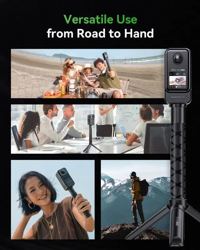 Alt view image 2 of 7 - Vantre E360 Tripod, Portable Tripod  for Video Recording Black
