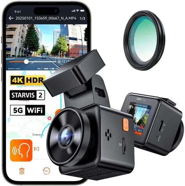 Main image of Vantrue E1 Pro 4K Mini Dash Cam Front, STARVIS 2 Plate Pix HDR Night Vision Car Camera, Built-in 5G WiFi GPS, LTE Support, Voice Control, 24/7 Buffered Parking Mode, Support 1TB Max
