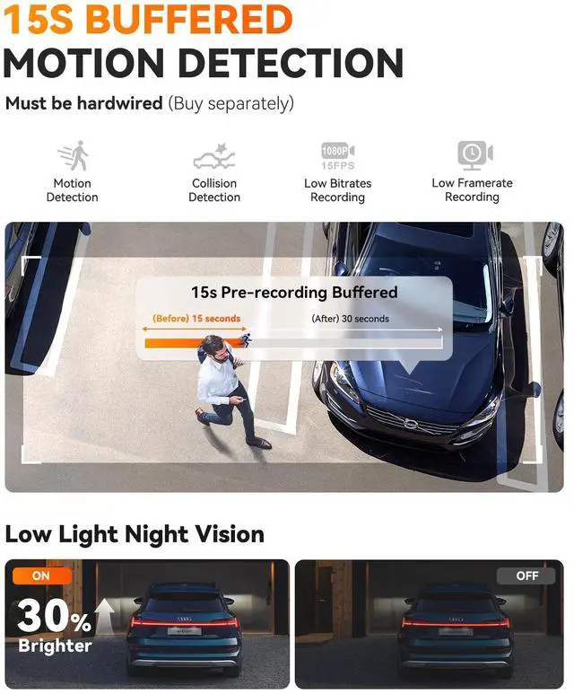Alt view image 6 of 7 - Vantrue E1 Pro 4K Mini Dash Cam Front, STARVIS 2 Plate Pix HDR Night Vision Car Camera, Built-in 5G WiFi GPS, LTE Support, Voice Control, 24/7 Buffered Parking Mode, Support 1TB Max