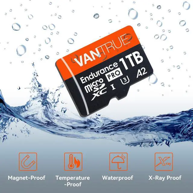 Alt view image 3 of 6 - Vantrue 1TB microSDXC UHS-I U3 4K UHD Video High Speed Transfer Monitoring SD Card with Adapter for Dash Cams, Body Cams, Action Camera, Surveillance & Security Cams