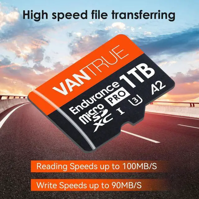 Alt view image 6 of 6 - Vantrue 1TB microSDXC UHS-I U3 4K UHD Video High Speed Transfer Monitoring SD Card with Adapter for Dash Cams, Body Cams, Action Camera, Surveillance & Security Cams
