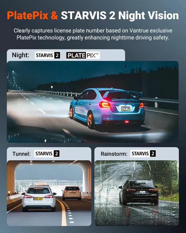 Alt view image 3 of 7 - Vantrue N4S 3 Channel WiFi Dash Cam, STARVIS 2, PlatePix, 2.7K+1440P+1440 Front Inside Rear Dashcam, HDR, IR Night Vision, Voice Control, GPS, LTE Support, 24/7 Buffered Parking Mode, Support 1TB Max