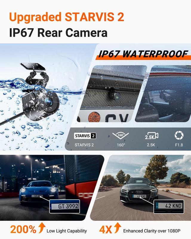 Alt view image 7 of 7 - Vantrue N4 Pro S 4K 3 Channel Dash Cam, STARVIS 2 IMX678 x PlatePix x HDR Night Vision, 4K+1080P+1440P Front Inside and Rear Dash Camera, IP67 Waterproof Rear Camera, 24H Parking Mode, Support 1TB