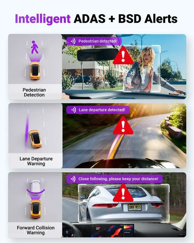 Alt view image 5 of 7 - Vantrue S1 Pro Max AI Dual 4K Dash Cam Front and Rear, 4K+4K Dash Camera with ADAS/BSD, STARVIS 2 HDR PlatePix Night Vision, 5GHz WiFi, GPS, Optional LTE, 24/7 Parking Mode, Voice Control, Support 1T