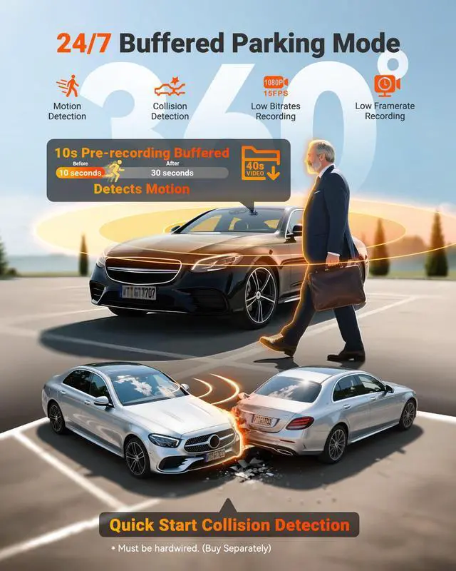 Alt view image 7 of 7 - Vantrue N5S 4 Channel WiFi 360 Degree Dash Cam, STARVIS 2, IR Night Vision, 2.7K+1080P*2+1440P Front Rear Inside Dashcam, Voice Control, GPS, LTE Support, 24 Hours Parking Mode, Support 1TB Max