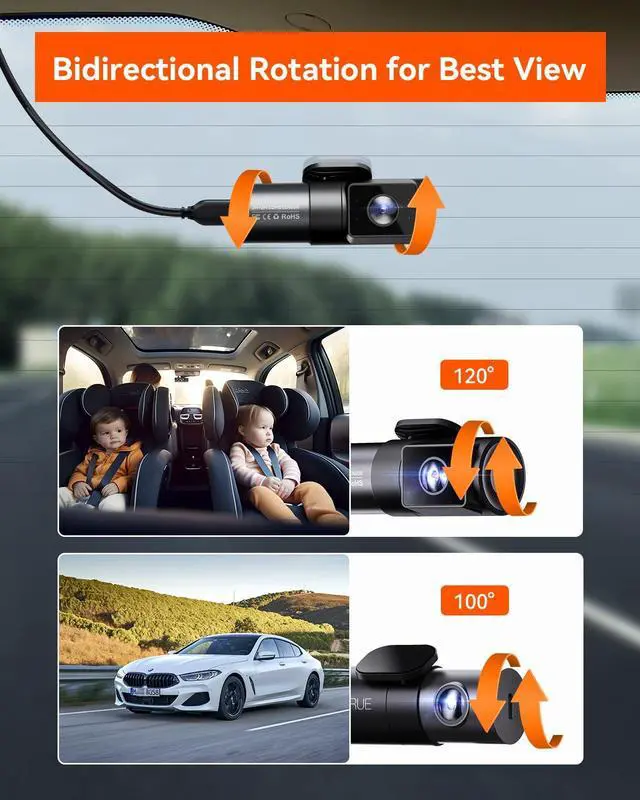 Alt view image 2 of 7 - Vantrue N5 1080P Adjustable Rear Camera, 165° Wide Angle View, Advanced Night Vision, HDR, Fit for Most Car, Pickup, Truck, SUV, Minivan, Sedans