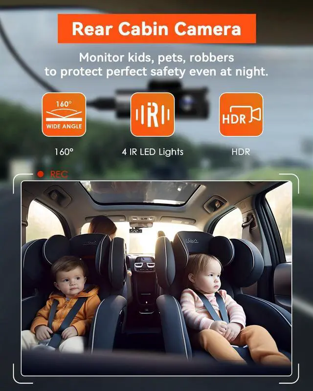 Alt view image 4 of 7 - Vantrue N5 1080P Adjustable Rear Camera, 165° Wide Angle View, Advanced Night Vision, HDR, Fit for Most Car, Pickup, Truck, SUV, Minivan, Sedans