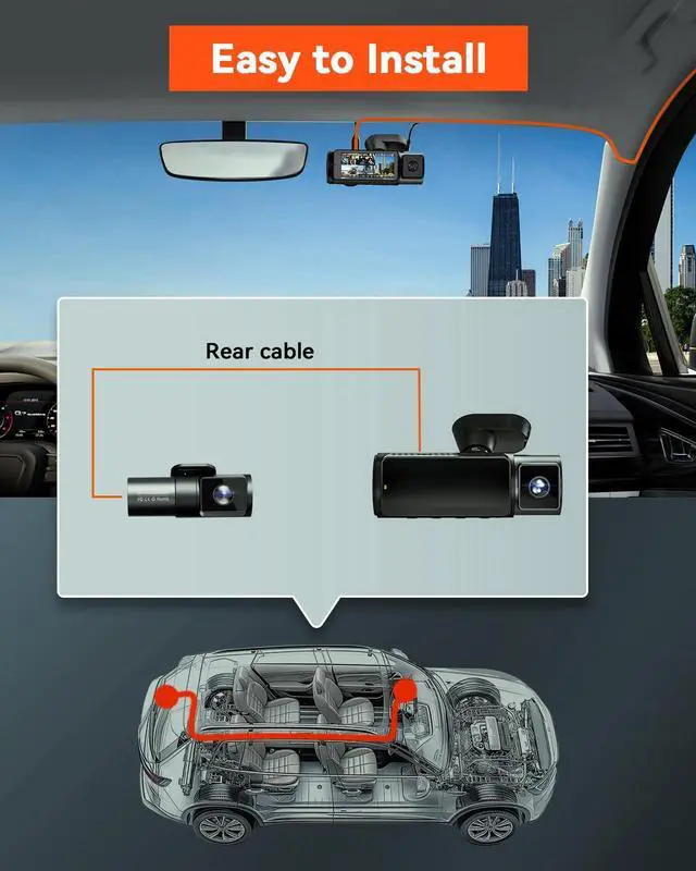 Alt view image 6 of 7 - Vantrue N5 1080P Adjustable Rear Camera, 165° Wide Angle View, Advanced Night Vision, HDR, Fit for Most Car, Pickup, Truck, SUV, Minivan, Sedans