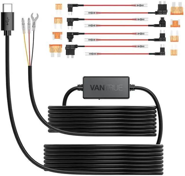 Main image of Vantrue 26.24ft USB-C Hardwire Kit (12V24V to 5V) with Acc Functionality, Low Voltage Protection for N4(S)/N4 Pro(S)/N5(S)/N2X/E1 Pro/E360/ACE/E1 Lite/E2/S1 Pro(MAX)