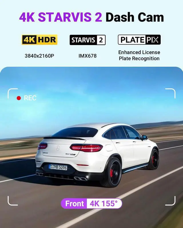 Alt view image 2 of 7 - Vantrue S1 Pro Max 4K Dash Cam Front, STARVIS 2 Sensor Dash Camera for Cars, HDR PlatePix Night Vision, 5G WiFi, ADAS, Voice Control, GPS, 24H Buffered Parking Mode, Support 1TB Max