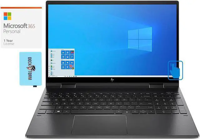 Main image of HP ENVY x360 -15 Home & Business 2-in-1 Laptop (AMD Ryzen 5 5500U 6-Core, 15.6" 60Hz Touch Full HD (1920x1080), AMD Radeon, 8GB RAM, 1TB PCIe SSD, Win 11 Home) with Microsoft 365 Personal , Hub