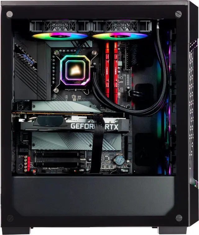 Alt view image 4 of 7 - Velztorm Fenrix Prebuilt Gaming Desktop PC Liquid Cooled (Intel i9-12900K 16-Core, GeForce RTX 3060 Ti 8GB, 64GB DDR4, 1TB PCIe SSD + 3TB  HDD, RGB Fans, 750W PSU, WiFi 6, BT 5.2, RJ-45, Win10P)