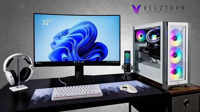 Alt view image 2 of 7 - Velztorm Argentux Custom Built Gaming Desktop PC White (Intel i7-10700F 8-Core, 32GB RAM, 1TB HDD (3.5), Radeon RX 6800 XT, Wifi, Bluetooth, 1xUSB 3.2, 1xUSB 3.0, 1xHDMI, Win 10 Pro)