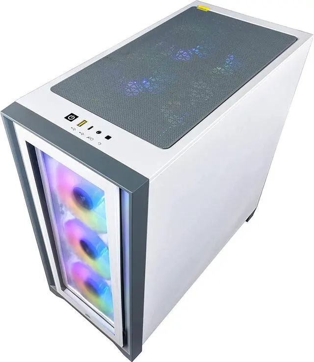 Alt view image 6 of 7 - Velztorm Argentux Custom Built Gaming Desktop PC White (Intel i7-10700F 8-Core, 32GB RAM, 1TB HDD (3.5), Radeon RX 6800 XT, Wifi, Bluetooth, 1xUSB 3.2, 1xUSB 3.0, 1xHDMI, Win 10 Pro)