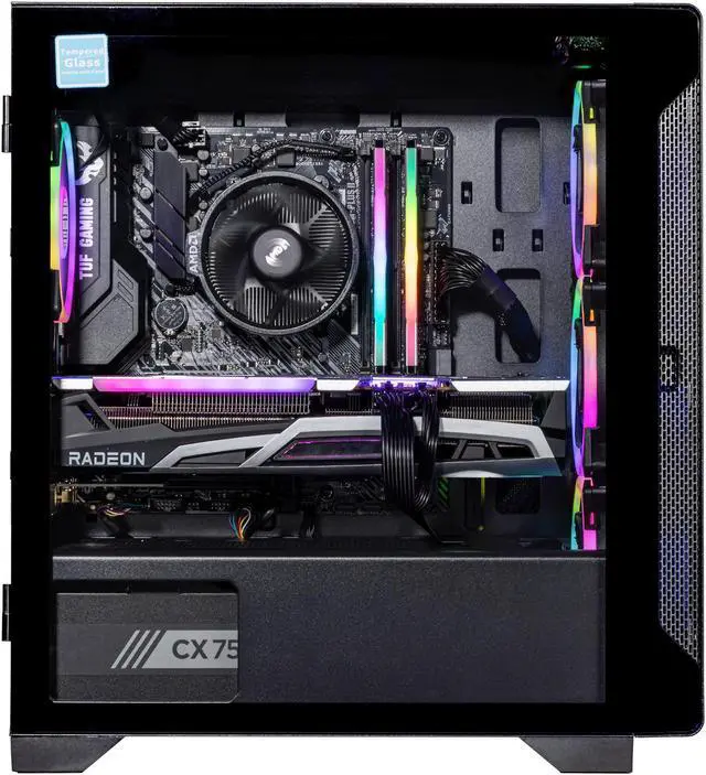 Alt view image 3 of 7 - Velztorm Erebix Custom Built Gaming Desktop PC (AMD Ryzen 3 3100, Radeon RX570 8G, 32GB DDR4, 2TB PCIe SSD + 2TB HDD, 750W PSU, WiFi 4, RJ-45, HDMI, Win 11 Home)